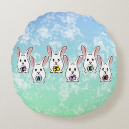 Kaniner från ägg Shaped Påsk Rund Kudde