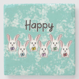 Kaniner från ägg Shaped Påsk Stenunderlägg