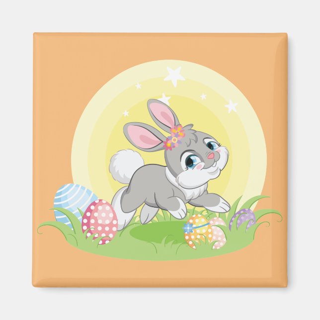 Kaniner från Cute tecknad påsk Magnet (Framsidan)