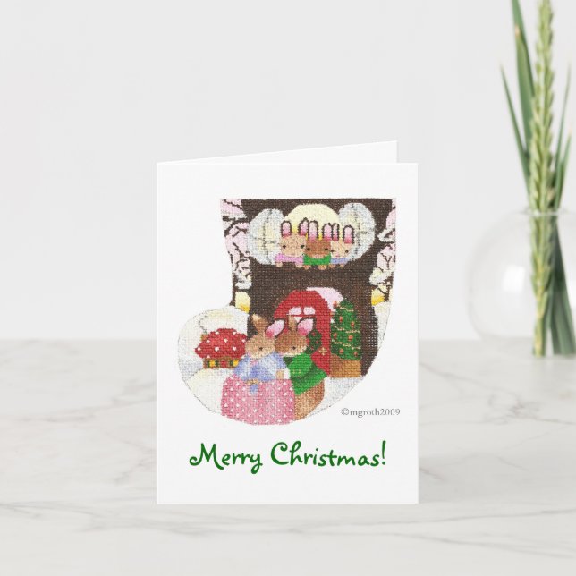 Kaniner hemma för julkort helgkort (Framsida)