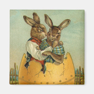 Kaniner i ett gyllene ägg, Vintage Victorian påsk Magnet