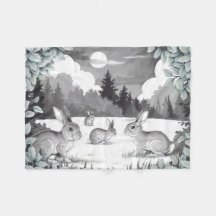 Kaniner i Forest Clearing Fleece Blanket