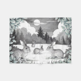 Kaniner i Forest Clearing Fleece Blanket
