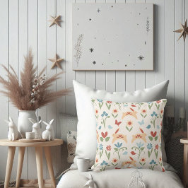 Kaniner med WildblomFolk Art Kudde