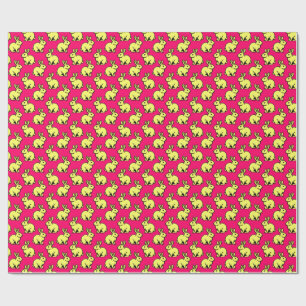 Kaniner Mönster - LT Gult, Svart och Neon Red Presentpapper