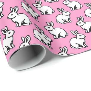 Kaniner Mönster - Svartvit med Rosa Presentpapper