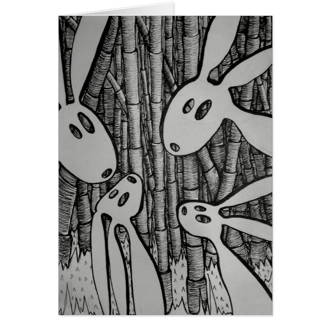KANINER OCH BAMBU HÄLSNINGSKORT (Framsidan)