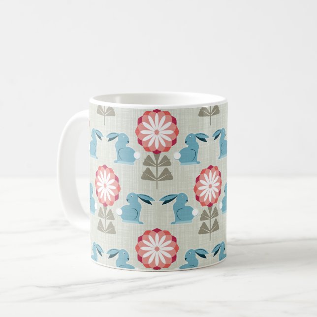 Kaniner och blommor kaffemugg (Framsida vänster)