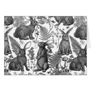 Kaniner och floror av skogsområden hälsningskort