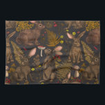 Kaniner och floror av skogsområden Kitchen Towel Kökshandduk<br><div class="desc">Handdragna kaniner och floror av skogsområden,  vilda svampar och myggor samt kryp</div>