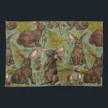 Kaniner och floror av skogsområden Kitchen Towel Kökshandduk<br><div class="desc">Handdragna kaniner och floror av skogsområden,  vilda svampar och myggor samt kryp</div>