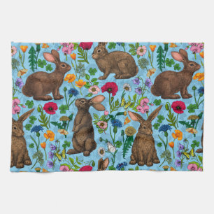 Kaniner och floror av skogsområden Kitchen Towel Kökshandduk