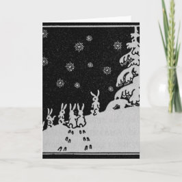 Kaniner och julgranvinterillustration helgkort