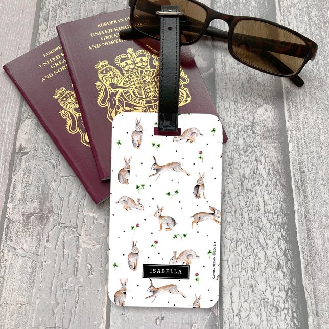 Kaniner och klöver | Resa semester | Bagagelapp (Rabbits and Clover | Travel vacation | Luggage Tag)