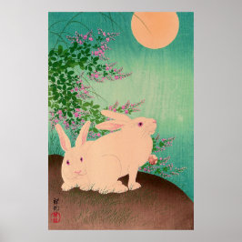 Kaniner och månen Ohara Koson 1931 Poster