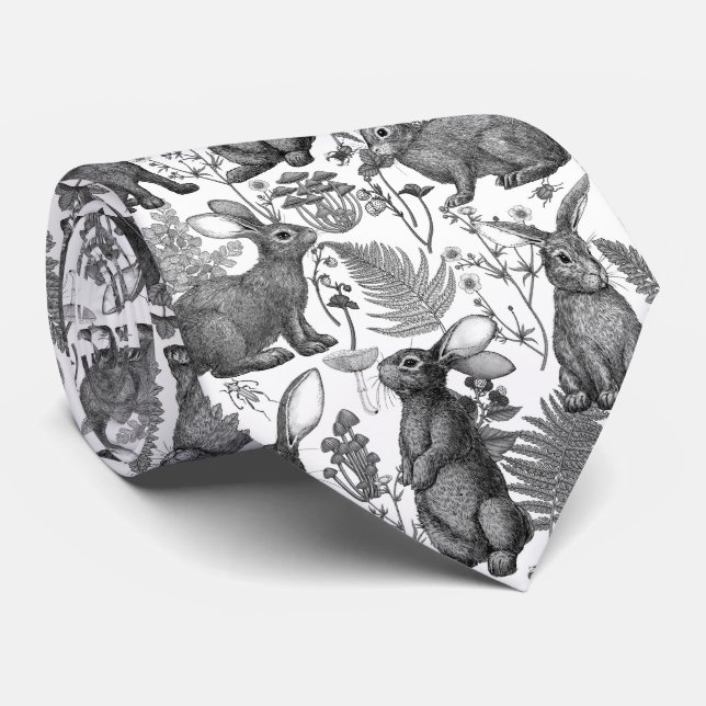Kaniner och skogsmark flora2 Neck Tie Slips (Rullad)