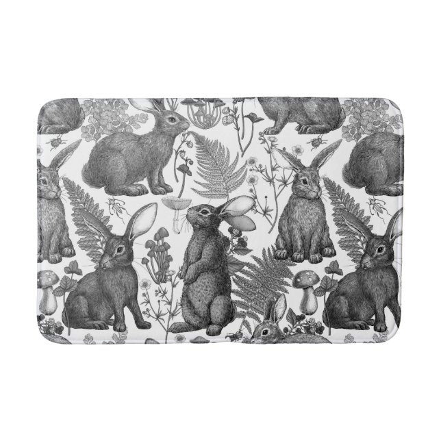 Kaniner och skogsmark flora 2 Bath Mat Badrumsmatta (Framsidan)