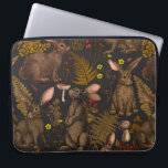 Kaniner och skogsmark flora Laptop sleeve<br><div class="desc">Handdragna kaniner och floror av skogsområden,  vilda svampar och myggor samt kryp</div>