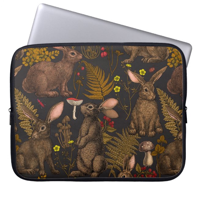 Kaniner och skogsmark flora Laptop sleeve (Framsidan)