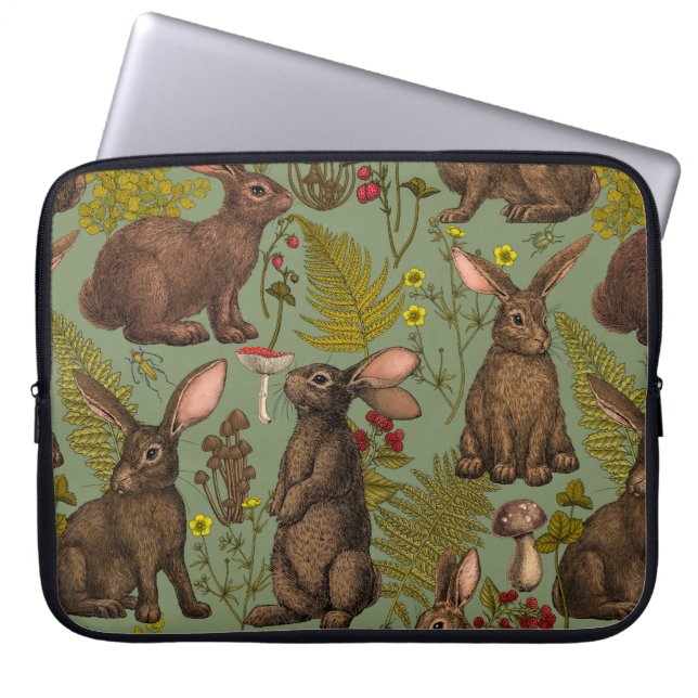 Kaniner och skogsmark flora Laptop sleeve (Framsidan)