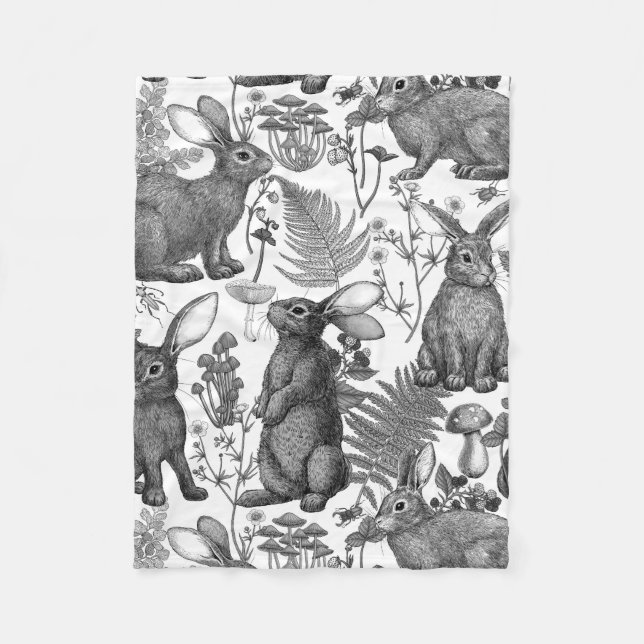 Kaniner och skogsområden flora2 Fleece Blanket (Framsidan)