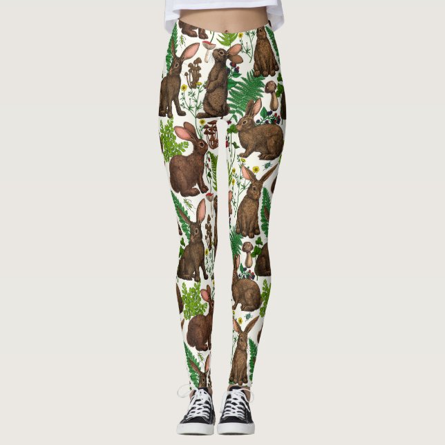 Kaniner och skogsområden flora 4 leggings (Framsida)