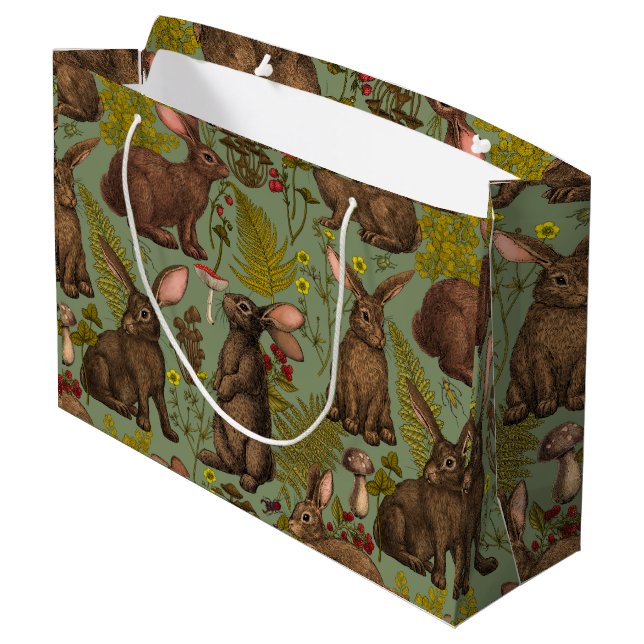 Kaniner och skogsområden flora Large Gift Bag (Baksidan Vinklad)