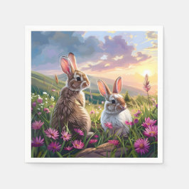 Kaniner på fredliga kvällar pappersservett