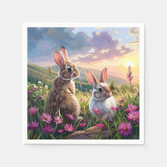Kaniner på fredliga kvällar pappersservett (Framsidan)