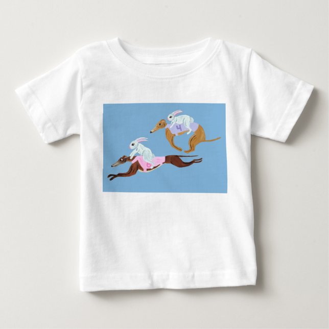 Kaniner Ridande på Greyhounds T-Shirt (Framsida)