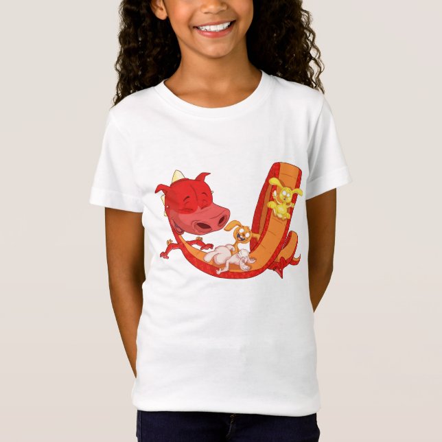 Kaniner som glider på drake t shirt (Framsida)