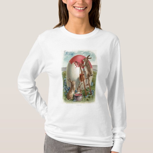 Kaniner som målar ett ägg tee (Framsida)