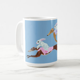 Kaniner som rider på Greyhounds-Mugg Kaffemugg