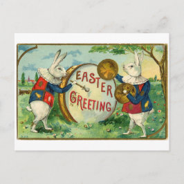 Kaniner som spelar trumman Antique Påsk hälsning Helg Vykort
