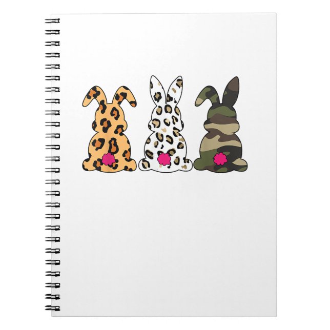 Kaninerna Bunnies Leopard Camouflage Glad påsk Da Anteckningsbok (Framsidan)