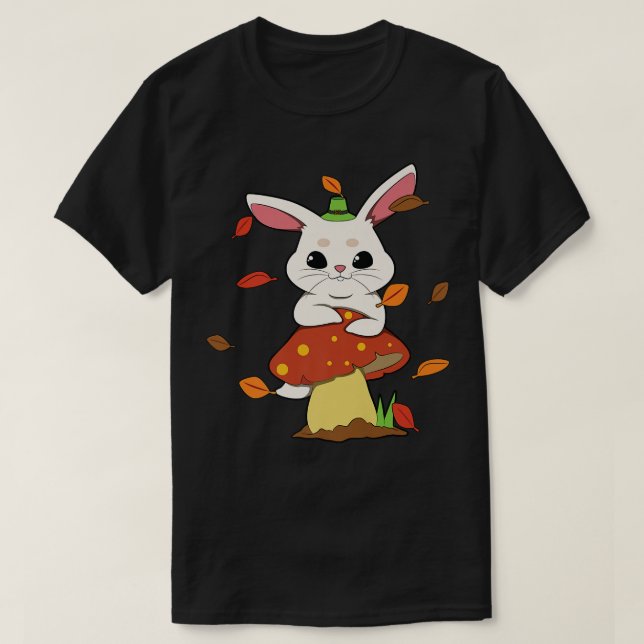 Kaninfallande Löv i hösten MushroomT-Shirt T Shirt (Design framsida)