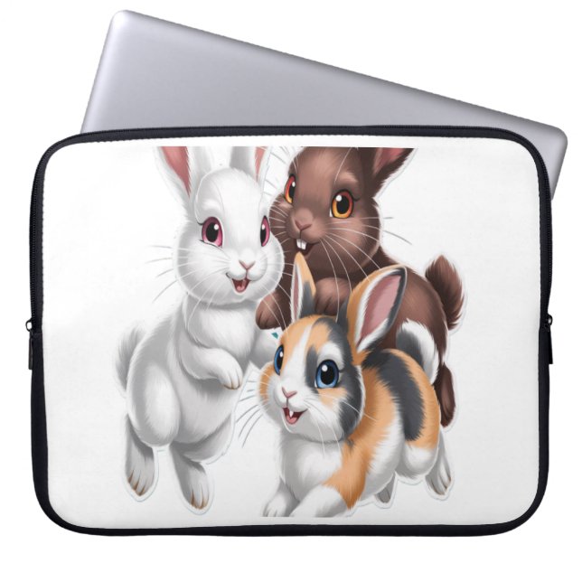 Kaninfamilj Laptop Fodral (Framsidan)