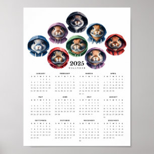 Kaninfärgade hoodies Circular Magnet Calendar Poster
