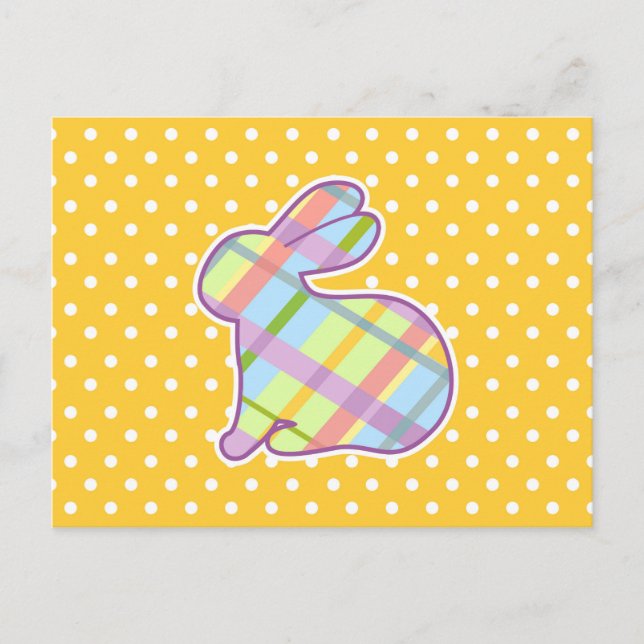 Kaninform på Gult Polka dots-bakgrund Vykort (Framsida)