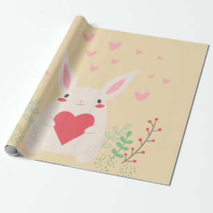 Kaninhjärtsöt valentin presentpapper