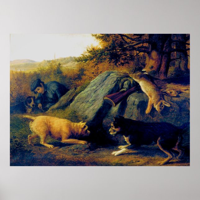 Kaninjägare Thomas Hewes Hinckley 1850 Poster (Framsidan)
