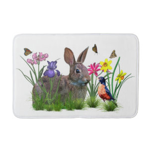Kaninkanin, Robin och blommor, anpassade Badrumsmatta
