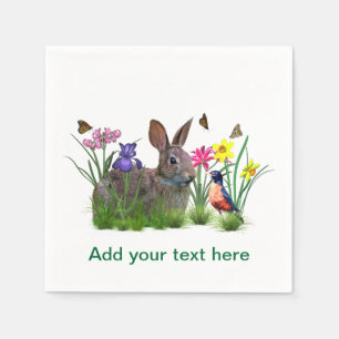 Kaninkanin, Robin och blommor, anpassade Pappersservett