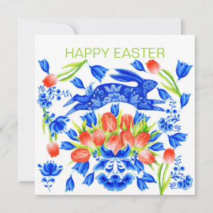 Kaninkort för Delft och Tulips Julkort