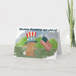 KaninlyckligFourth av inbjudan för Juli kortparty