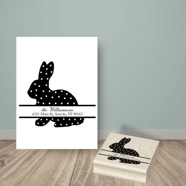 Kaninmonogram med prickar returadress stämpel (Skapare uppladdad)