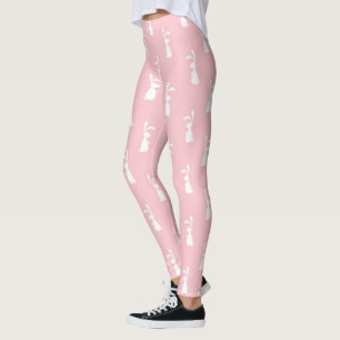 Kaninmönster i pastellfärg Rosa bakgrund Husdjur Leggings