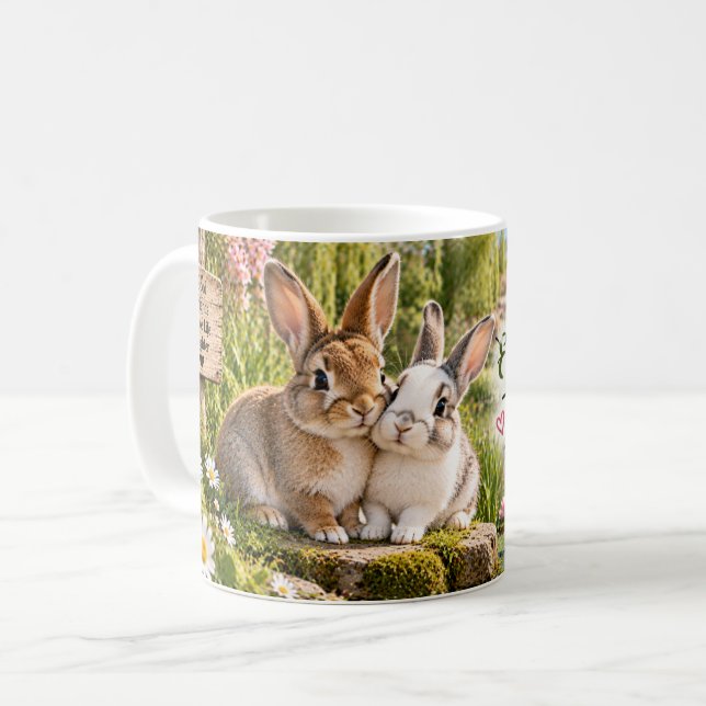 Kaninmugg med goda vänner kaffemugg (Framsida vänster)
