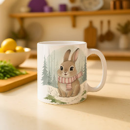 Kaninmugg Söt akvarell Vinterkanin Jul  Kaffemugg