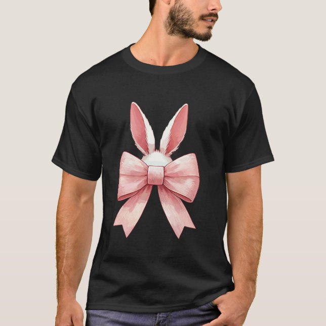 Kaninöron Coquette Bow Glad påskdag Feminint  T Shirt (Framsida)
